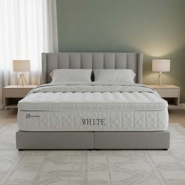 مرتبة White – ارتفاع 33 سم | ليونة 5 من 10 | تتحمل أوزان عالية |  17 طبقة من الراحة والدعم | ضمان 5 سنوات